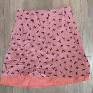 Stylish Orange Black Cat Print Mini Skirt Size Small